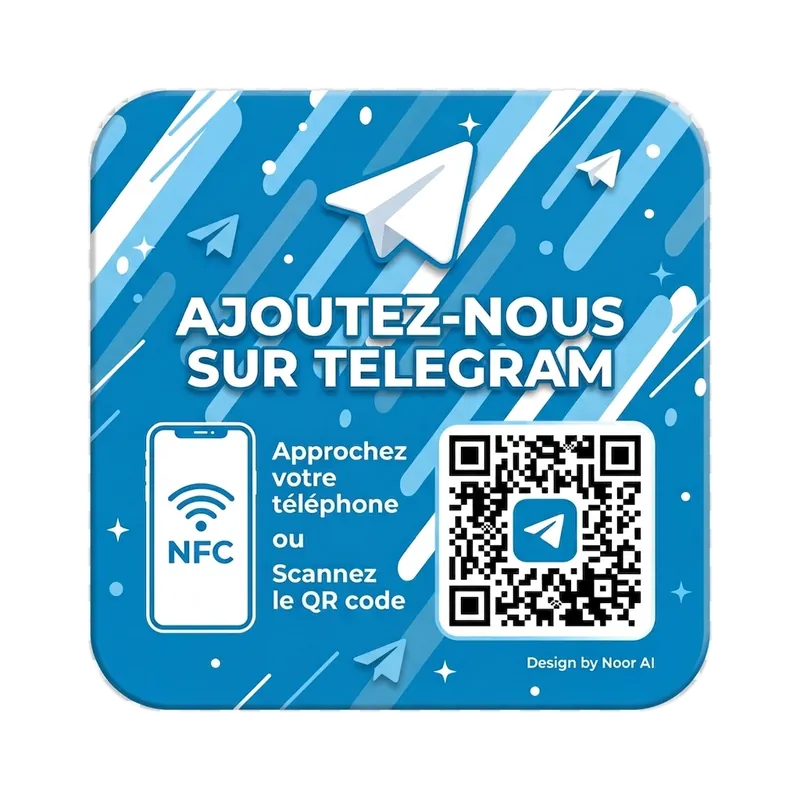 Plaque NFC Telegram - Design by Noor AI